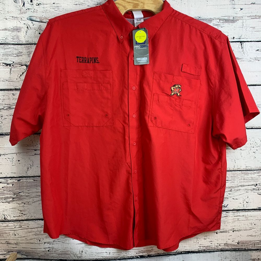 ProEdge Maryland‎ Terrapins Button Down Fishing Shirt UPF Sun Protection [3XL]